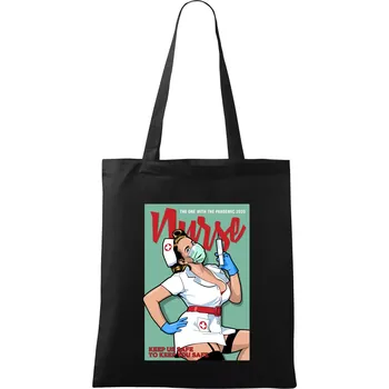 Nurse - keep us safe - Taška bavlněná - 42 x 38 cm ( Černá )