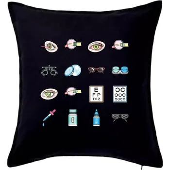 Polštář Oční lékař ikony - Polštář 50x50 - 50x50 - Pouze potah ( Černá )