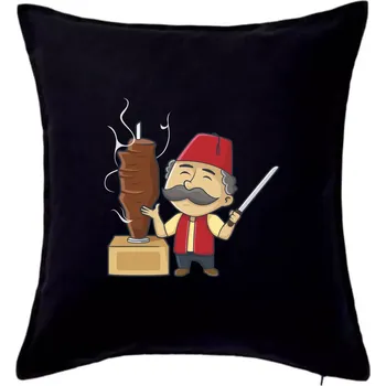 Polštář Kebab kuchař - Polštář 50x50 - 50x50 - Pouze potah ( Černá )