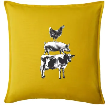 Polštář Slípka prase kravka - Polštář 50x50 - 50x50 - Pouze potah ( Žlutá )