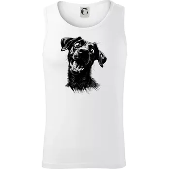 Pánské termoprádlo Černobílá karikatura Labrador tmavý - Tílko pánské Core - 2XL ( Bílá )