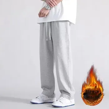 Pánské volné kalhoty s rovným střihem, moderní styl Velikost: 3XL, Barva (Varianta): Gray Fleece-Lined