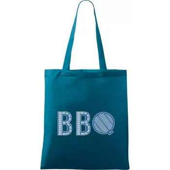 BBQ nápis - Taška bavlněná - 42 x 38 cm ( Petrolejová )