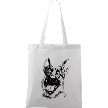 Černobílá karikatura Německý ovčák - Taška bavlněná - 42 x 38 cm ( Bílá )