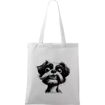 Nákupní taška Černobílá karikatura Ši-tzu - Taška bavlněná - 42 x 38 cm ( Bílá )