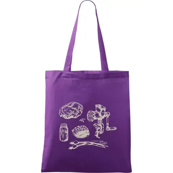 Nákupní taška Maso a mlýnek - Taška bavlněná - 42 x 38 cm ( Fialová )