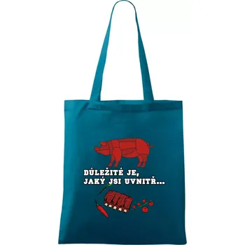 Důležité je, jaký jsi uvnitř - Taška bavlněná - 42 x 38 cm ( Petrolejová )