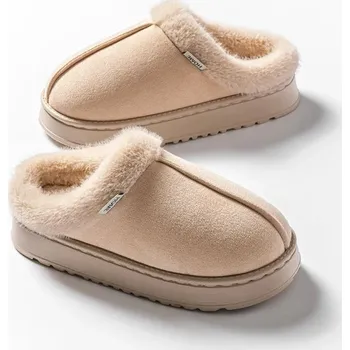 Dámské sandále Teplé domácí pantofle pro ženy a muže s protiskluzovou podrážkou Barva: Béžová, Velikost: 42-43