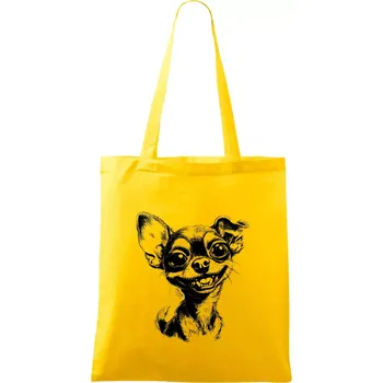 Černobílá karikatura čivava - Taška bavlněná - 42 x 38 cm ( Žlutá )