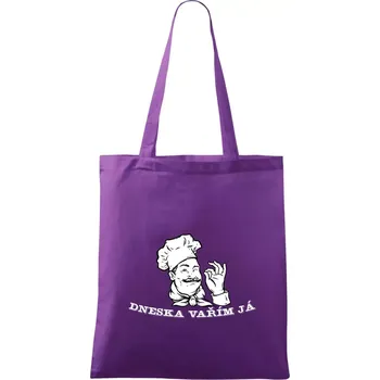 Nákupní taška Dneska vařím já - Taška bavlněná - 42 x 38 cm ( Fialová )