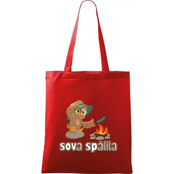 Nákupní taška Sova spálila - Taška bavlněná - 42 x 38 cm ( Červená )