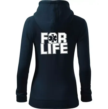 Dámská mikina For Life - Dámská mikina trendy zipper s kapucí - S ( Námořní modrá (velmi tmavá - téměř černá) )