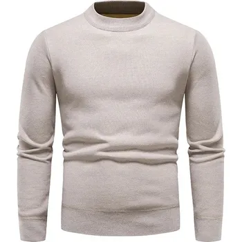 Pánský svetr Pánský pletený svetr s kulatým výstřihem a dlouhým rukávem Barva: Béžová, Velikost: M