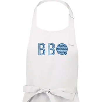 Kuchyňská zástěra BBQ nápis - Dámská zástěra na vaření - Univerzální velikost ( Bílá )