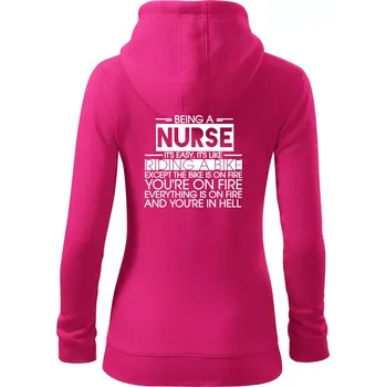 Dámská mikina Being a nurse - bike - Dámská mikina trendy zipper s kapucí - XS ( Purpurová )