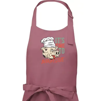 Kuchyňská zástěra It's Time to Barbeque - Pánská zástěra na vaření - Univerzální velikost ( Starorůžová )