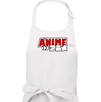 Kuchyňská zástěra Anime nápis červený - Pánská zástěra na vaření - Univerzální velikost ( Bílá )
