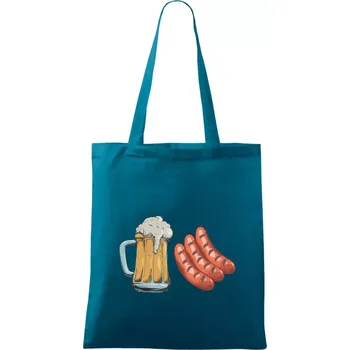 Pivo a klobása - Taška bavlněná - 42 x 38 cm ( Petrolejová )