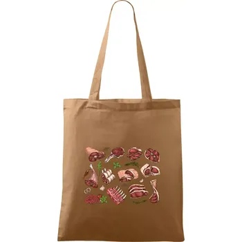 Nákupní taška Maso na gril - Taška bavlněná - 42 x 38 cm ( Cappuccino )