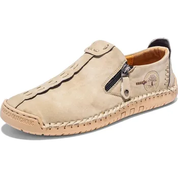 Pánské mokasíny Lehké pánské kožené mokasíny, pohodlné slip-on Barva: Béžová, Velikost: 41