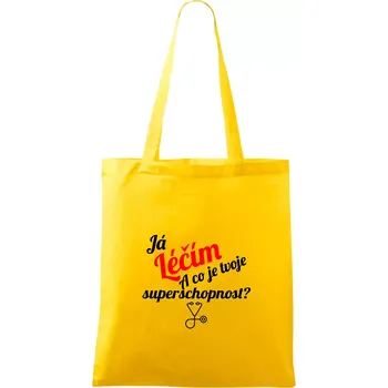 Nákupní taška Já léčím - tvoje superschopnost? Šikmý nápis - Taška bavlněná - 42 x 38 cm ( Žlutá )