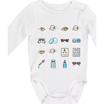 Oční lékař ikony - Body kojenecké s dlouhým rukávem - Dlouhý r. 3-6 měs ( Bílá )