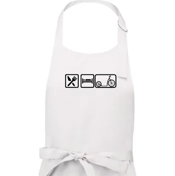 Kuchyňská zástěra Eat sleep koloběžka velké a malé kolo - Dámská zástěra na vaření - Univerzální velikost ( Bílá )