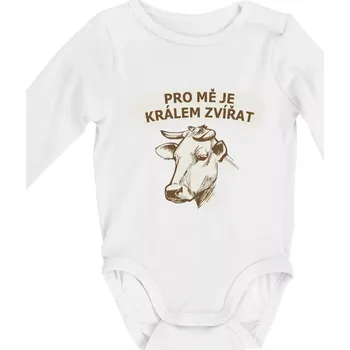 Pro mě je králem zvířat kráva - Body kojenecké s dlouhým rukávem - Dlouhý r. do 3 měs ( Bílá )