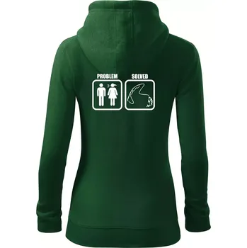 Dámská mikina Problém rybaření - Dámská mikina trendy zipper s kapucí - M ( Lahvově zelená )