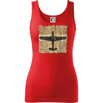 Dámské tričko Egyptské hieroglyfy letadlo - Dámské tílko - S ( Červená )