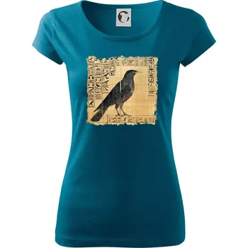 Dámské tričko Egyptské hieroglyfy pták - Dámské triko Pure - XS ( Petrolejová )