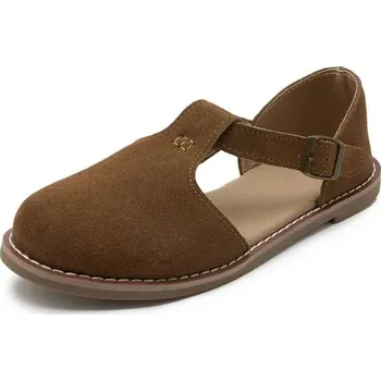 Dámské sandále retro sandály z broušené kůže – pohodlný model Barva: Světle Hnědá, Velikost: 36