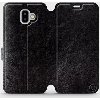 Pouzdro na mobilní telefon Flipové pouzdro Mobiwear - Samsung Galaxy J6 Plus 2018 - Černé a šedé - VÝPRODEJ (Knížkové flip pouzdro, obal, kryt na mobil Samsung Galaxy J6 Plus 2018 - Černé a šedé, materiál Umělá kůže + TPU - ochrana 360°, stojánek, silikonová vanička, magnetické)