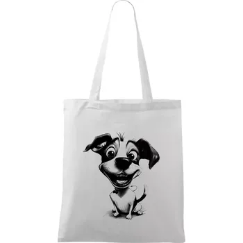 Černobílá karikatura Jack Russell teriér - Taška bavlněná - 42 x 38 cm ( Bílá )