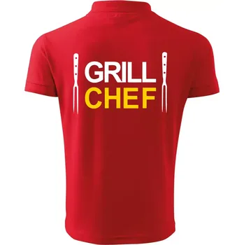 Pánská košile Grilování - Grill Chef - Polokošile pánská Pique Polo 203 - 5XL ( Červená )