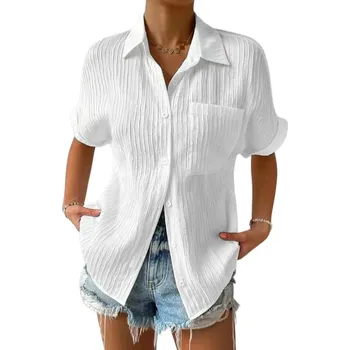 Dámská košile oversized košile ve volném střihu na léto Barva: Bílá, Velikost: 2XL