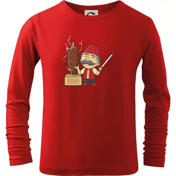 Kebab kuchař - Triko dětské Long Sleeve - 158 cm/12 let ( Červená )