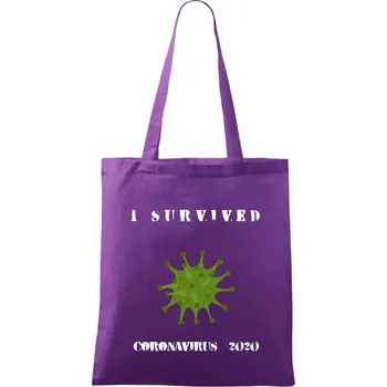 I Survived coronavirus 2020 - Taška bavlněná - 42 x 38 cm ( Fialová )