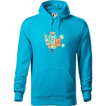 Pánská mikina Cartoon vaccine - Mikina pánská Cape s kapucí - 5XL ( Světlý tyrkys )