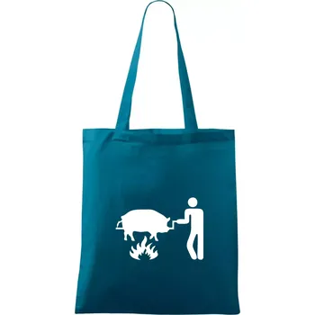 Grilování - Prase - Taška bavlněná - 42 x 38 cm ( Petrolejová )