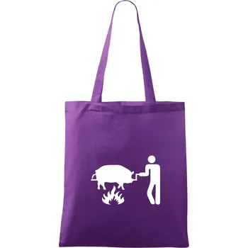Grilování - Prase - Taška bavlněná - 42 x 38 cm ( Fialová )