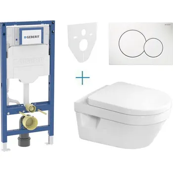 WC sada Geberit + Villeroy & Boch Set předstěnové instalace Duofix + klozet a sedátko se softclose Villeroy & Boch Architectura + tlačítko Sigma01, alpská bílá