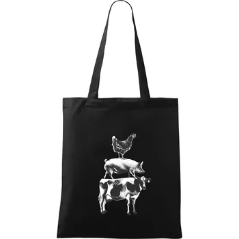 Nákupní taška Slípka prase kravka - Taška bavlněná - 42 x 38 cm ( Černá )