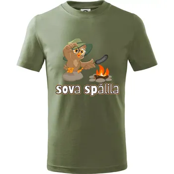 Chlapecké tričko Sova spálila - Tričko dětské bavlněné - 122 cm/6 let ( Khaki )