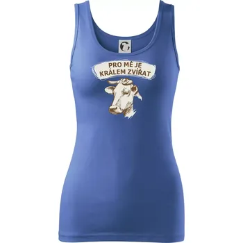 Dámské tričko Pro mě je králem zvířat kráva - Dámské tílko - XL ( Azurově modrá )
