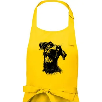 Kuchyňská zástěra Černobílá karikatura Labrador tmavý - Dámská zástěra na vaření - Univerzální velikost ( Žlutá )