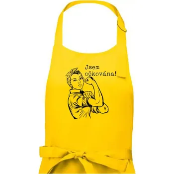 Kuchyňská zástěra Jsem očkována - černě - Dámská zástěra na vaření - Univerzální velikost ( Žlutá )