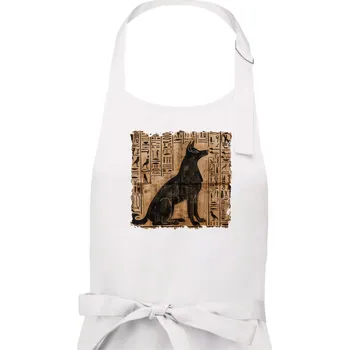 Kuchyňská zástěra Egyptské hieroglyfy pes - Dámská zástěra na vaření - Univerzální velikost ( Bílá )