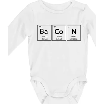 Kojenecký body Bacon - periodická tabulka - Body kojenecké s dlouhým rukávem - Dlouhý r. 3-6 měs ( Bílá )