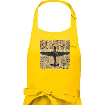 Kuchyňská zástěra Egyptské hieroglyfy letadlo - Pánská zástěra na vaření - Univerzální velikost ( Žlutá )